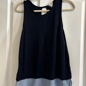 J. Crew Navy Tank Top with Striped Detail